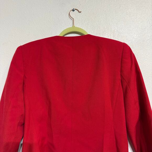 Le Suit Petite Red Blazer Sz 10 P - Picture 7 of 11